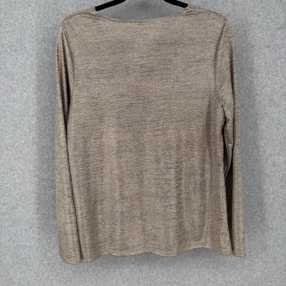 Chicos Womens Metallic Knit Cowl-Neck Top Size M Gold Stretch Knit Shimmery NEW - Picture 11 of 11